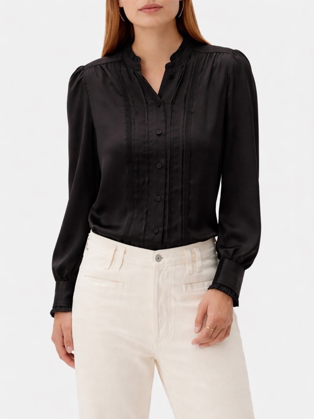 NWT Amour Vert Charlotte Black Long Sleeve Blouse